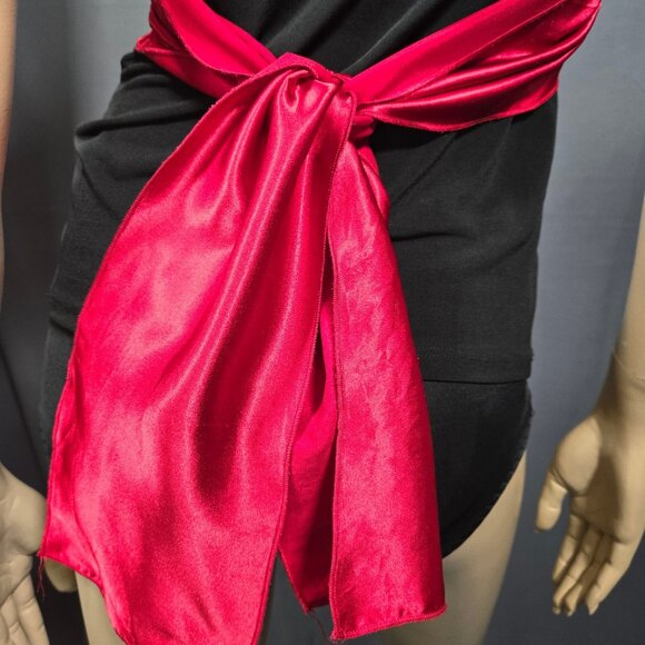 Vintage 90s Y2K Babydoll Top Size m Black Red Tie Back V Neck Whimsigoth - Picture 8 of 10